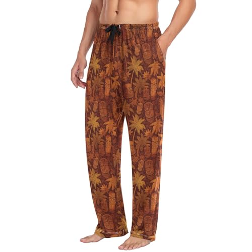 Aflyko Men's Pajama Pants Tiki Palm Tree Pjs Sleepwear Bottoms2