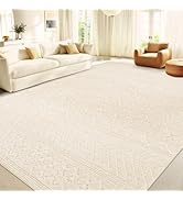 9x12 Area Rug Living Room: Washable Boho Geometric Moroccan Rug Neutral Modern Farmhouse Indoor S...