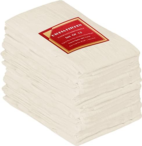 Utopia Kitchen Natural Flour Sack Towels [12 Pack - 28 x 28 Inch] 100% Cotton Tea Towels for Cleaning & Drying - Highly Absorbent Kitchen Dish Cloth