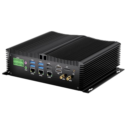 Thdeukoty Mini PC Industriel avec Intel Core i5-1235U(10C/12T), 32 Go de RAM, SSD de 1 to, Wi-FI 6, BT 5.2, 4 USB 3.0, 3 LAN 2,5 G, 8 COM, SIM, GPIO et PS/2, Win 11 Pro, Ordinateur sans Ventilateur