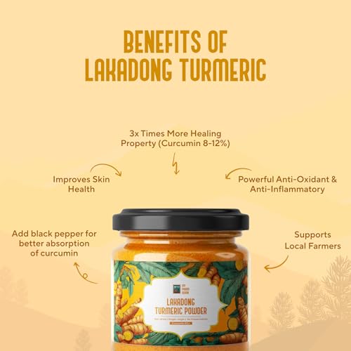 Image of My Pahadi Dukan Lakadong Turmeric Powder 100g, Single-Origin, 8-10% Curcumin, Hand-Harvested & Sun-Dried, Pure & Chemical-Free Haldi, Strong Aroma & Deep Golden Color, Lab-Tested, from Meghalaya
