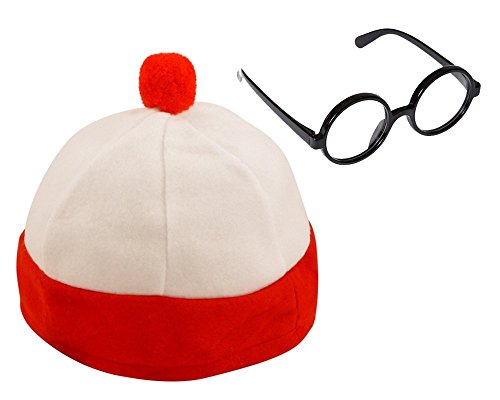 Mega_Jumble® - Gorro y gafas de rayas blancas y rojas para adultos/niños