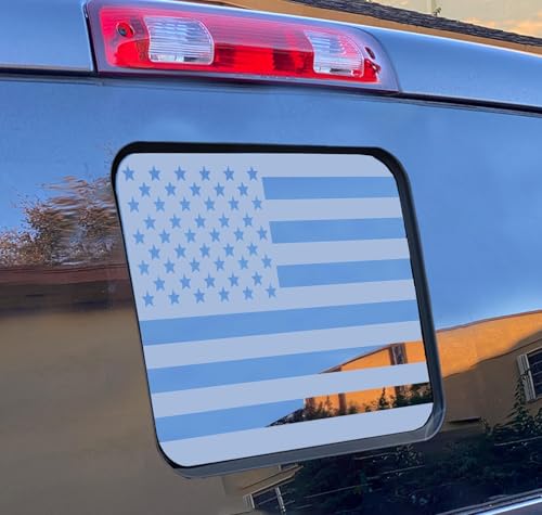 Image of Xinghe for 2015-2025 2026 Ford F150 F250 F350, Rear Middle Window American Flag Decals, Matte Black USA Flag Decal for Truck Back Window, Waterproof Vinyl, Durable and Easy Remove Truck Decal