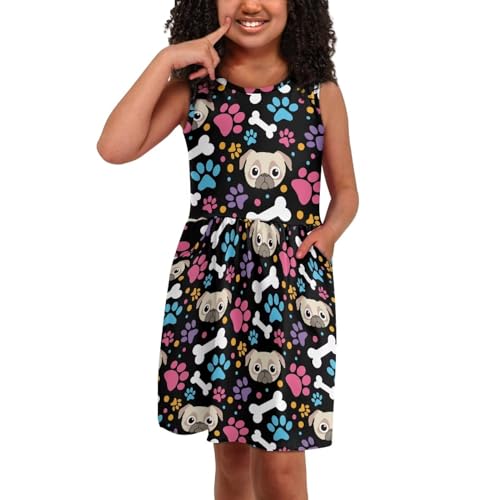 Loose Fit Summer Floral Sundress Girls Sleeveless Swing Cute Hawaiian Dress with Pockets3