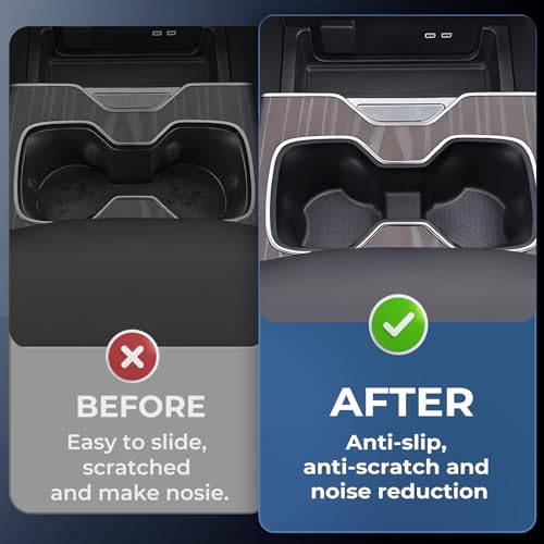 Image of Cup Holder Inserts for Chevrolet Silverado EV 2026 2025 2024 (ONLY for RST /LT) & GMC Sierra EV 2026 2025 2024, Interior Accessories TPE Center Console Car Cup Holders Covers Protector, Black
