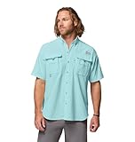 Columbia Mens PFG Bahama II Short Sleeve Fishing Shirt, Gulf Stream, Large