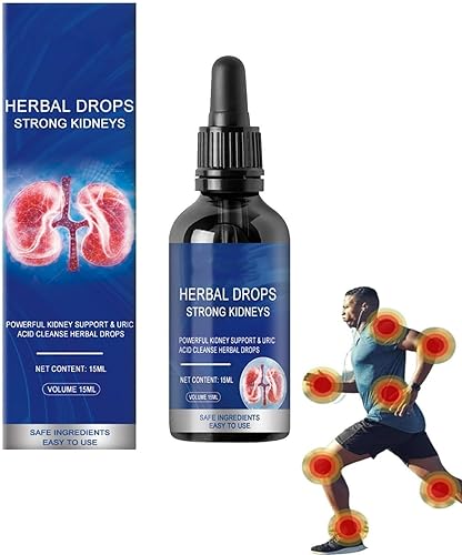 Puissant soutien rénal et acide urique pour nettoyer les gouttes à base de plantes, gouttes à base de plantes, gouttes à base de plantes, reins forts, soins double amélioré (1 pièce)