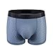JOCKMAIL Mens Butt Padded Underwear Mens Mesh Shapewear Boxer Briefs with Butt Enhancing Pads (Drak blue, L)