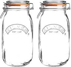 ASA® Kilner Clip Top Round Airtight Glass Jar for Pickling Large Vegetables, Preserving Fruits & Storing Biscuits, Coffee, Tea, Rice, Flour, Nuts & Pasta 2L (2)