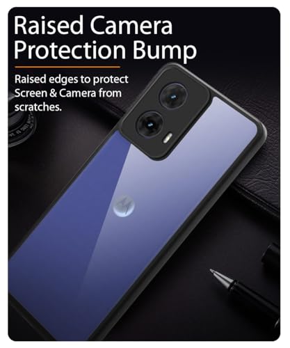 Image of WOW IMAGINE Shockproof Hybrid Back Cover for Motorola Moto G85 5G | Hard Slim fit Back Case | PC & TPU | Clear Transparent Case - Black