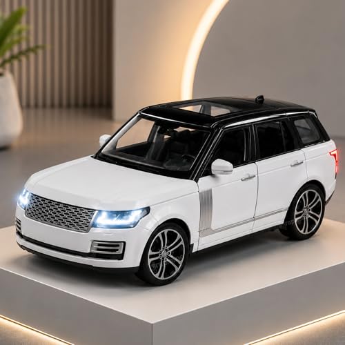 Image of GRAPHENE 1:32 Scale Pullback Diecast Metal Toy Car SUV Model with Openable Doors Light Sound Friction Power Realistic Miniature Vehicle Toy for 2+ Years Kids Boys Girls Mini Car (White)