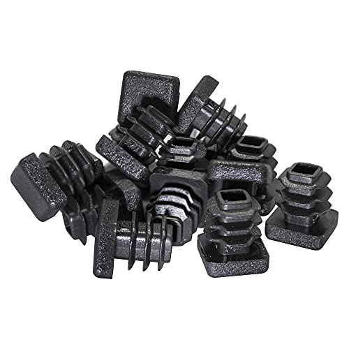 Image of Prescott Plastics 1 /2 inch (12.7mm) Outer Perimeter Ribbed Plastic Hole Plugs, Square Black Metal Tubing End Caps, Strong Furniture Leg Inserts, Impact & Weather Resistant, Made in the USA - 20 Pack