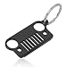 Early Bus Stainless Steel Front 7 Grill Keychain, Car Key Keyring for Jeep Wrangler Grand Cherokee Compass Renagade Patriot Accessories Enthusiasts CJ, JK, JKU, TJ, YJ, XJ (Black 1)
