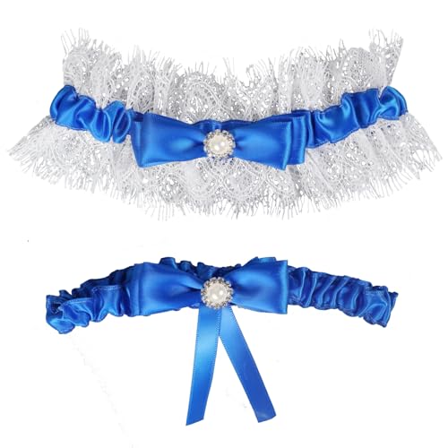 Image of Lace Wedding Garters for Bride with Pearl Party Prom Leg Garter Belt