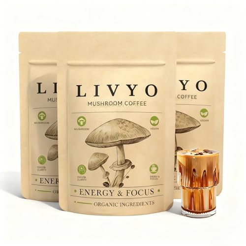 Mushroom Coffee With Lions Mane & Turkey Tail, 12 Adaptogen Blend for Energy, Focus & Immunity, With MCT Oil, Instant Coffee 6.35 OZ (Pack of 3)
