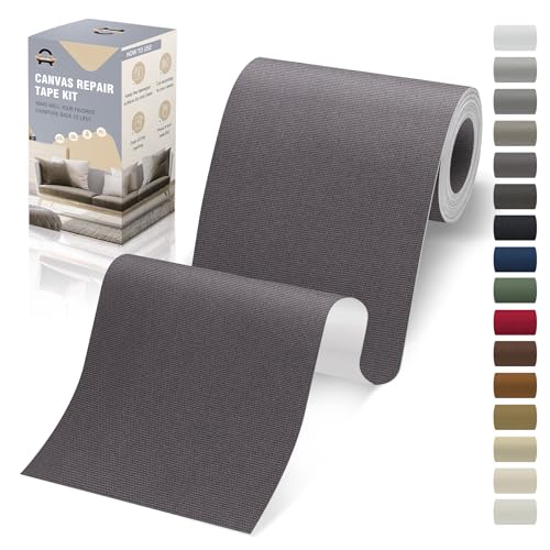 Flicken Selbstklebend Stoff, 10 x 200 cm Leinwand Stoff Selbstklebend, Dunkelgrau, Wasserdichtes Leinwand Flicken Selbstklebend für Sofa Zelt Möbel Autositz Liege