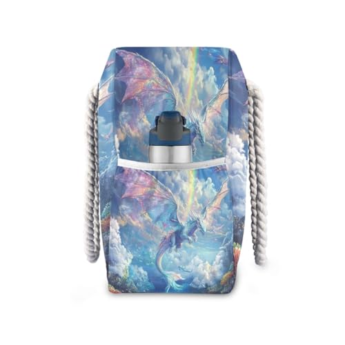 Majestic Dragon Beach Bag & Travel Tote Bag Large Sandproof with Zipper Closure, Wet Pouch for Swim Gym Travel, Lightweight Foldable Outdoor Bag3