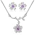 Uloveido Mädchen Kirschblume Halskette und Ohrringe Ohrstecker Hochzeit Schmuck Set für Frauen Mom Geburtstagsgeschenk - Weißes Gold überzogener Charm Schmuck Set für Mädchen DT340