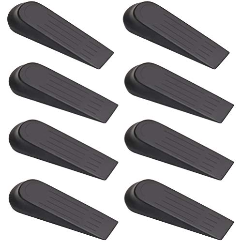 8 Pcs Cale de Porte Sol, Arrêts de Portes Sol Antidérapante Bloque Porte Sol Plastique avec Hauteur Réglable pour Réduire Bruit Empêcher Fermeture Soudaine Protéger le Mur (Noir)