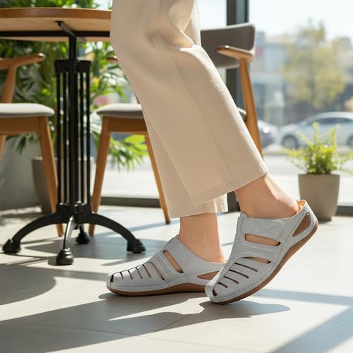 Image of HARENCE Clogs for Women Mules Shoes: Comfortable Dressy Closed Toe Platform Sandals 2026 Summer Casual Adjustable Slip On Walking Wedges