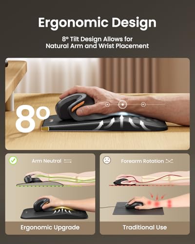 Image of ProtoArc MP50 Ergonomic Mouse Pad with Wrist Rest, PU Leather Mousepad with Soft Memory Foam and Non-Slip PU Base for Pain Relief, Desk, Home, Office, 12x8 Inches, Black (Mouse Not Included)
