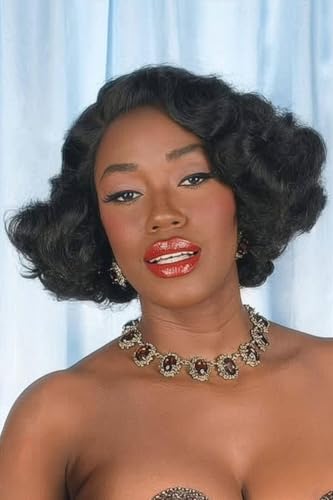Perruque lace front noire courte avec finger waves style pinup vintage Viola #1B - 2