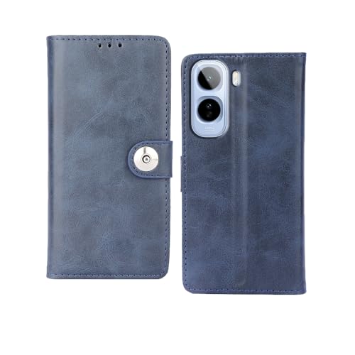 Image of amazon basics Vivo T5 Pro 5G Flip Cover | Card Pockets Wallet & Stand | Flip Cover for Vivo T5 Pro 5G (Blue Button)