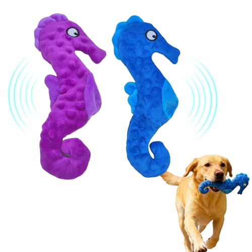WanderGo - WanderGo 2 Pcs Seahorse Dog Toy，squeaky dog toys，Dogs Plush Toys with Crinkle Paper for Small and Medium Dogs （Purple+blue）, dog - -11%