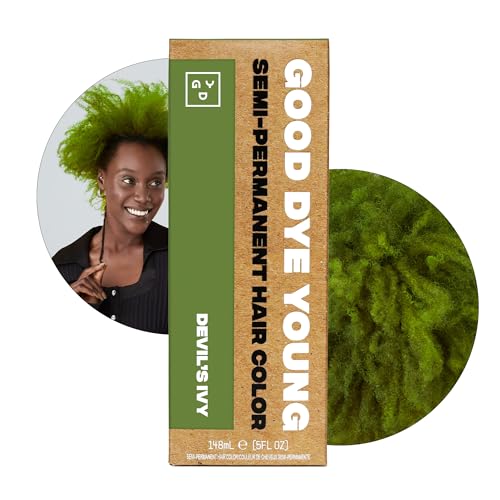 Good Dye Young Semi-Permanent Hair Color Vegan and Cruelty-Free Green Hair Dye Last up to 24 Washes Non-Damaging Conditioning Hair Color (5FL OZ Devils Ivy)