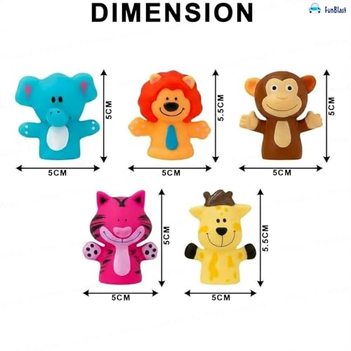 Image of FunBlast Finger Puppets Toys for Kids - Pack of 5 Rubber Animal Puppets Toys for Toddlers, Washable Finger Puppets for Toddlers, Colorful Storytelling Puppet Toy Kids - Random Design (Forest Animal)