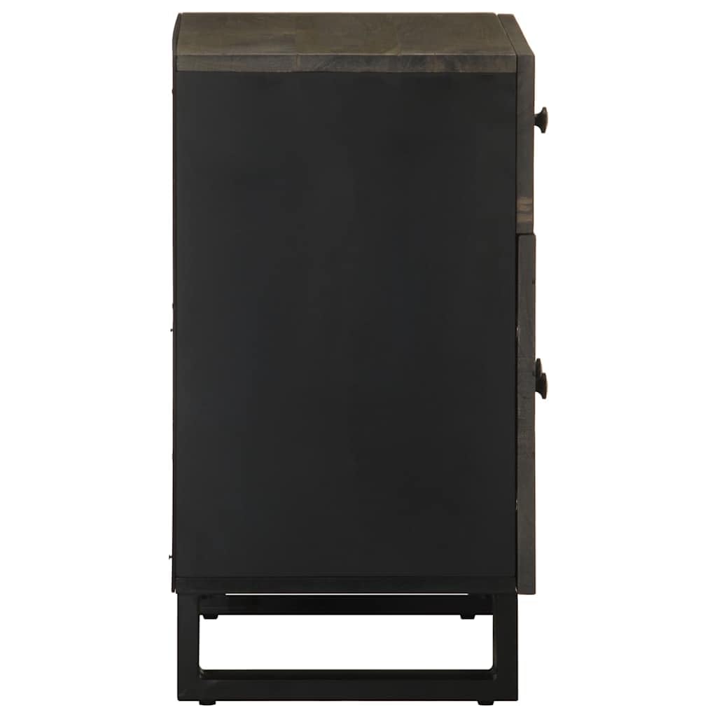 Elegante mesita de noche de madera maciza de mango con patas de metal, gran espacio de almacenamiento con puerta práctica, placa estable para lámparas y decoración, mueble de salón robusto