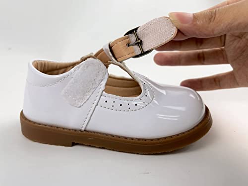 Unisex-Child Mary Jane White Sandal Shoes for Girls Flats Closed Toe Toddler Size 74