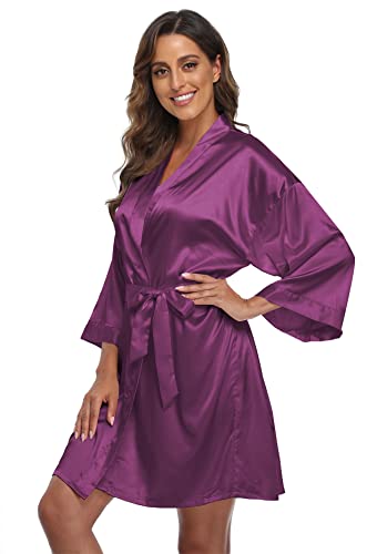 Image of Super Shopping-zone Women's Pure Bride Robes Embroidery Bridesmaid Robes Bridal Party Kimono Robe Wedding Sleepwear