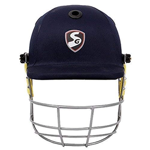 Image of SG BLAZETECH Cricket Helmet | Navy Blue | Size: Extra Large | For Men & Boys | Adjustable Steel Grill | Back Support Strap | Lightweight approx 450g