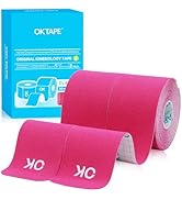 OK TAPE Ruban Kinésiologie Rose – 10 Prédécoupés, 20 Bandes, Coton 2x16 Pieds