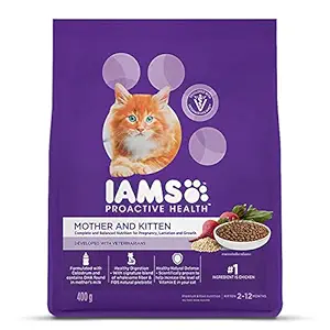 IAMS Proactive Health Premium Dry Food for Mother & Kitten (2-12 Months) with Chicken, 400g