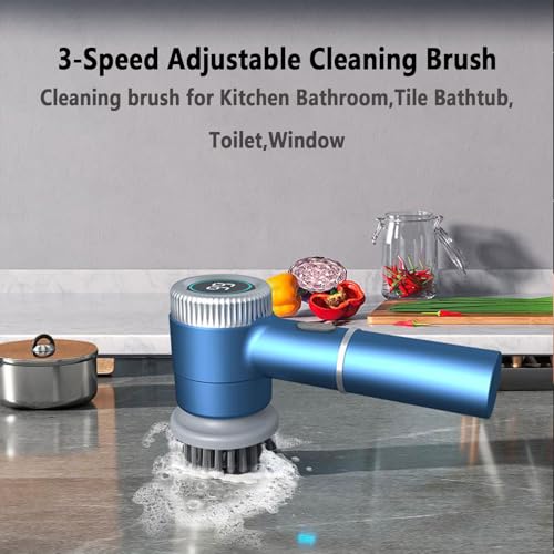 Image of Electric Spin Scrubber,5 Heads Handheld Power Scrubber Electric Cleaning Brush,3 Adjustable Speeds Waterproof Electric Spin Scrubber Cordless Brush for Kitchen Bathroom Tile Bathtub,Toilet,Window