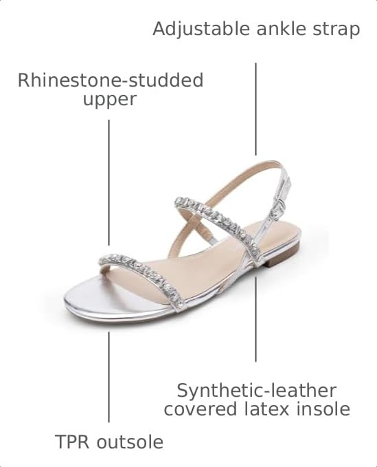 Image of DREAM PAIRS Women's Rhinestone Sandals Open Toe Casual Dressy Sparkly Comfortable Flat Summer Shoes