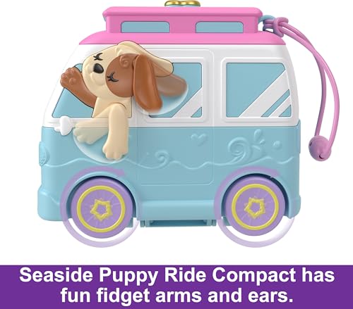 Polly Pocket Holiday on the Dog Beach Box - Road Trip Adventure with 2 Dolls, 12 Accessories, Ultimate Camping by the Sea, Campfire and Lifeguard Tower, for Children from 4 Years, HRD36