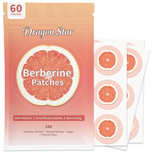 Dragon Star GLPLUS-1 Berberine Patches Berberine Patches for Women & MenBotanical Daily Wellness Patches with L-Glutamine Chromium Pomegranate & Cinnamon Natural-60 Days Supply