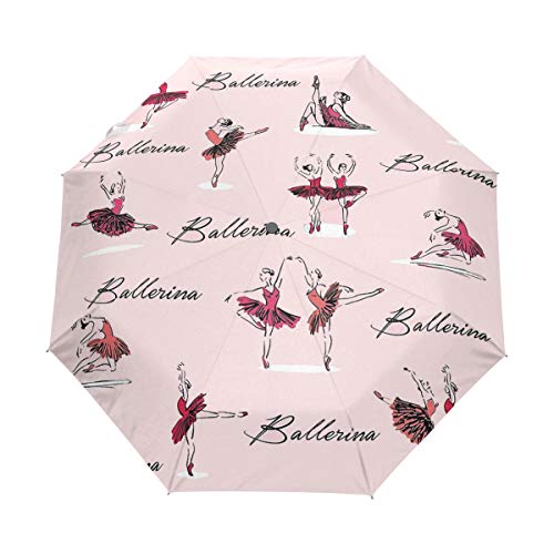 Ballet Dancer 3 Folds Auto Open Close Anti-UV Umbrella
