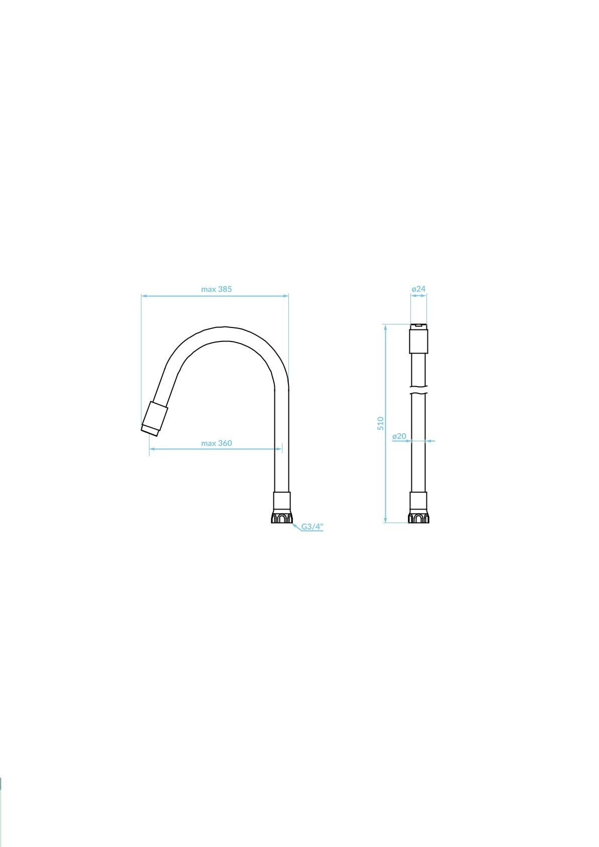 Beccuccio Flessibile Per Rubinetto Cucina | Estensione 360mm | Montaggio Senza Attrezzi | Colore Beige - Foto 13