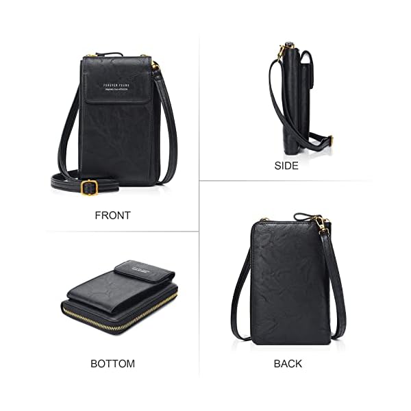 Cross-Body Shoulder Bag for Women PU Leather Cute Slim Handbag Cell Phone Purse Chain Pouch Valentine's Day Gift/Gift Box 35024BLACK - Image 3