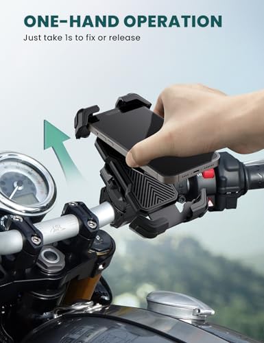 Grefay Soporte Movil Moto Bicicleta [2025 Doble Vibración Amortiguada] Soporte para Movil Moto 360° Giratorio Soporte para Manillar para iPhone 16 y Otro 4.7-7.2" Móvil (Negro) - imagen 4