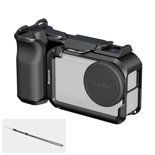 SMALLRIG Handle Grip Kit for DJI Osmo Action 6 with Metal Cage Street Photography Grip for DJI Action 6 Cage with Shutter Button Cold Shoe Wrist Strap Lens Cover 1/4 Threaded Hole - 6037