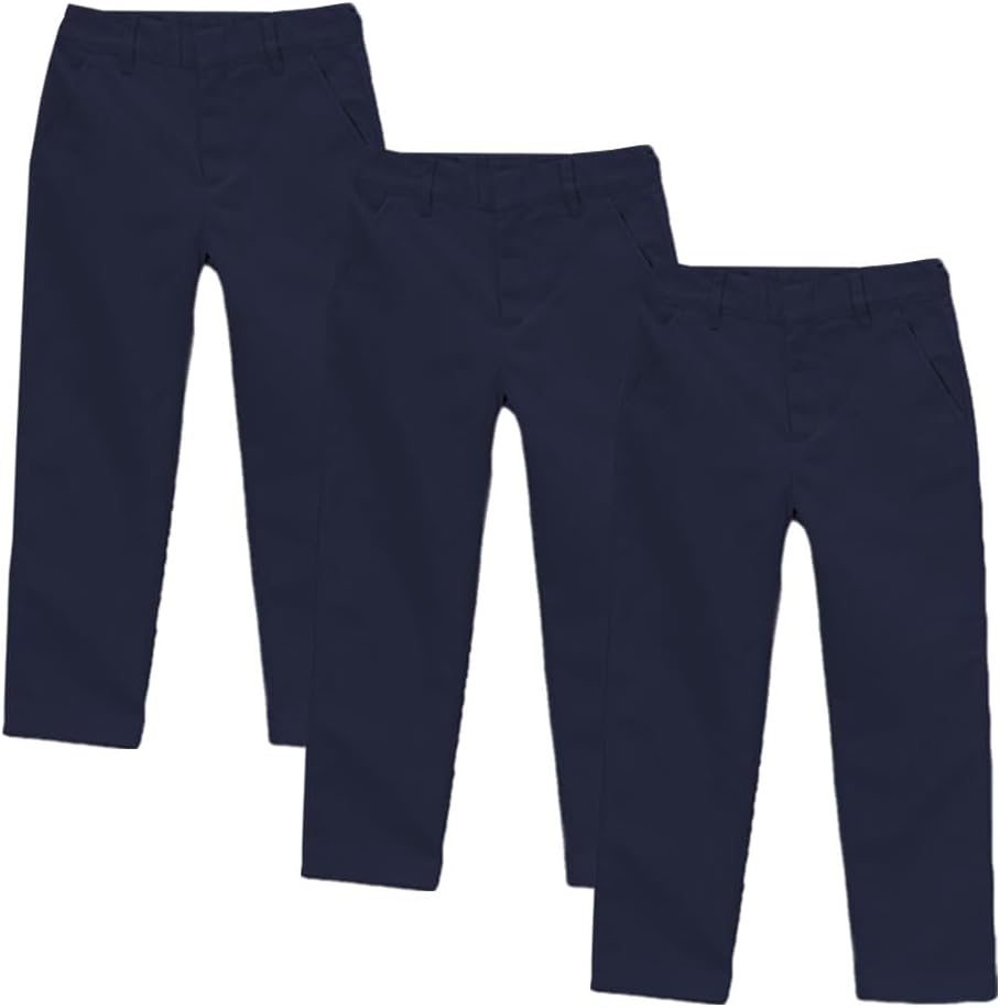Boy's Uniform Twill Pants Flat Front Pants