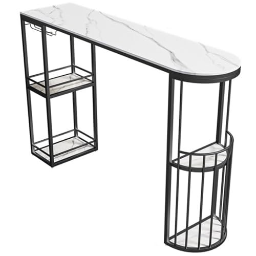 LLNWDNB Mesas de Bar Mesa de Centro Mesa Alta Consola de Hierro con Estante Abierto de 3 Niveles para Sala de Estar Dormitorio Balcón A,100 * 40 * 105