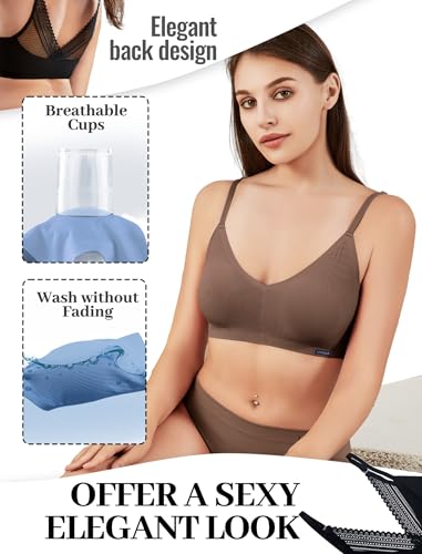 Image of Livona Lace Bralette for Women - Comfort Sports Bra Wireless Padded Bralette with Support Workout Tops Cami Crop S-XXL