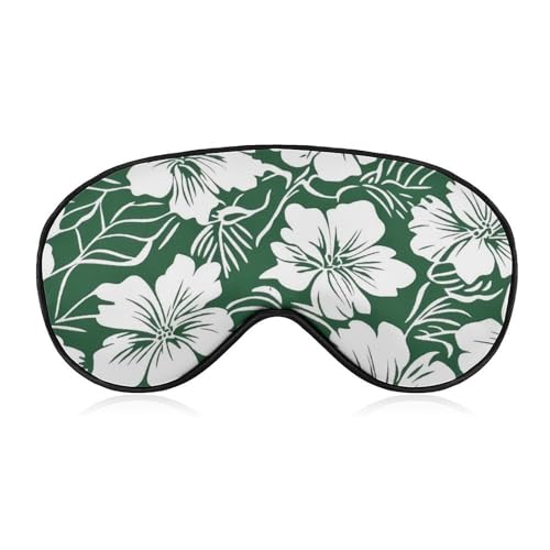 Hawaiian Floral Green Hawaii Flowers Sleep Mask Eye Shade Cover Adjustable Strap for Travel Lunch Break Women Men