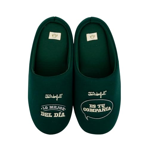 Mr. Wonderful - Zapatillas T 40-43 - Lo mejor del día es tu compañía - Zapatillas de casa para hombre - Suela antideslizante - Tallas: 40-43 y 44-46